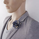Handmade Classic Fabric Men Boutonniere Tuxedo Brooch Pin Lapel Flower Grey + Khaki