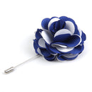 Handmade Classic Fabric Men Boutonniere Tuxedo Brooch Pin Lapel Flower Blue + White