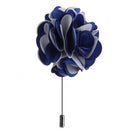 Handmade Classic Fabric Men Boutonniere Tuxedo Brooch Pin Lapel Flower Blue + White