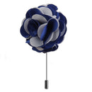 Handmade Classic Fabric Men Boutonniere Tuxedo Brooch Pin Lapel Flower Blue + White
