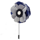 Handmade Classic Fabric Men Boutonniere Tuxedo Brooch Pin Lapel Flower Blue + White