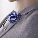 Handmade Classic Fabric Men Boutonniere Tuxedo Brooch Pin Lapel Flower Blue + White