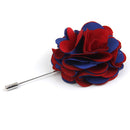 Handmade Classic Fabric Men Boutonniere Tuxedo Brooch Pin Lapel Flower Blue + Red