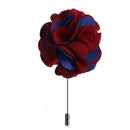Handmade Classic Fabric Men Boutonniere Tuxedo Brooch Pin Lapel Flower Blue + Red