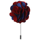 Handmade Classic Fabric Men Boutonniere Tuxedo Brooch Pin Lapel Flower Blue + Red
