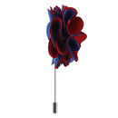 Handmade Classic Fabric Men Boutonniere Tuxedo Brooch Pin Lapel Flower Blue + Red