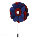 Handmade Classic Fabric Men Boutonniere Tuxedo Brooch Pin Lapel Flower Blue + Red
