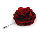 Handmade Classic Fabric Men Boutonniere Tuxedo Brooch Pin Lapel Flower Mauve + Red
