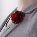 Handmade Classic Fabric Men Boutonniere Tuxedo Brooch Pin Lapel Flower Mauve + Red