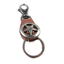 Pentagram Artificial Leather Loops Keychain Key Ring Keyfob Holder Brown