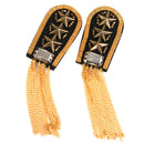 1 Pair Military Star Golden Tassel Link Chain Epaulet Shoulder Boards Badge