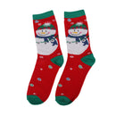 1 Pair 80% Cotton Unisex Autumn Winter Cute Snowman Christmas Style Soft Crew Socks Red