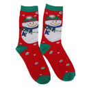 1 Pair 80% Cotton Unisex Autumn Winter Cute Snowman Christmas Style Soft Crew Socks Red