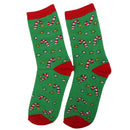 1 Pair 80% Cotton Unisex Soft Autumn Winter Warm Christmas Tiny Umbrella Pattern Crew Socks Green