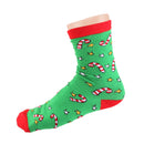 1 Pair 80% Cotton Unisex Soft Autumn Winter Warm Christmas Tiny Umbrella Pattern Crew Socks Green
