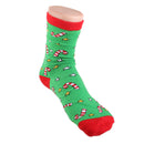 1 Pair 80% Cotton Unisex Soft Autumn Winter Warm Christmas Tiny Umbrella Pattern Crew Socks Green