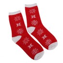 1 Pair 80% Cotton Unisex Soft Winter Warm Snowflake Pattern Red Christmas Crew Socks