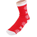 1 Pair 80% Cotton Unisex Soft Winter Warm Snowflake Pattern Red Christmas Crew Socks