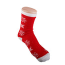 1 Pair 80% Cotton Unisex Soft Winter Warm Snowflake Pattern Red Christmas Crew Socks