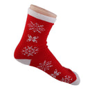 1 Pair 80% Cotton Unisex Soft Winter Warm Snowflake Pattern Red Christmas Crew Socks