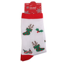 1 Pair 80% Cotton Unisex Soft Winter White Warm Christmas Crew Socks