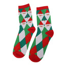 1 Pair 80% Cotton Unisex Soft Winter Warm Christmas Style Santa Claus Grid Pattern Crew Socks