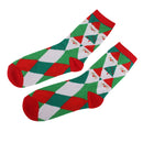 1 Pair 80% Cotton Unisex Soft Winter Warm Christmas Style Santa Claus Grid Pattern Crew Socks