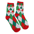 1 Pair 80% Cotton Unisex Soft Winter Warm Christmas Style Santa Claus Grid Pattern Crew Socks