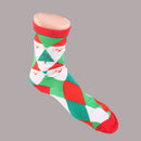 1 Pair 80% Cotton Unisex Soft Winter Warm Christmas Style Santa Claus Grid Pattern Crew Socks