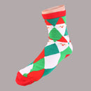 1 Pair 80% Cotton Unisex Soft Winter Warm Christmas Style Santa Claus Grid Pattern Crew Socks