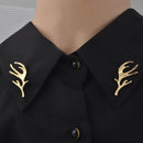 Pair Of Antique Punk Style Reindeer Horn Pattern Brooch Collar Pin Clamp Wedding Christmas Prom Party Supplies Gold