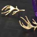 Pair Of Antique Punk Style Reindeer Horn Pattern Brooch Collar Pin Clamp Wedding Christmas Prom Party Supplies Gold