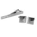 Fashion Men's Copper Stripes Pattern Cufflinks Tie Clip Clasp Bar Pin Set
