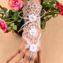 Pair Of Women Girls Ladies Hollow Flower Lace Ring Bracelet Glove Wedding Prom Birthday Supplies White
