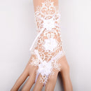 Pair Of Women Girls Ladies Hollow Flower Lace Ring Bracelet Glove Wedding Prom Birthday Supplies White