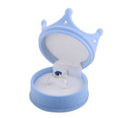 Velvet Cute Crown Shaped Ring Earrings Jewelry Display Box Organiser Storage Case Wedding Engagement Christmas Diwali Gift Sky Blue