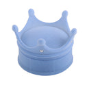 Velvet Cute Crown Shaped Ring Earrings Jewelry Display Box Organiser Storage Case Wedding Engagement Christmas Diwali Gift Sky Blue