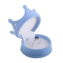 Velvet Cute Crown Shaped Ring Earrings Jewelry Display Box Organiser Storage Case Wedding Engagement Christmas Diwali Gift Sky Blue