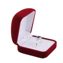 Square Shaped Velvet Ring Jewelry Display Holder Earring Pendant Storage Box Wedding Engagement Christmas Supplies Wine Red