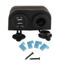 1pcs Black Waterproof DC 12V Dual CAR Boat Cigarette Lighter Power Socket USB Charger