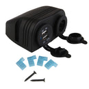 1pcs Black Waterproof DC 12V Dual CAR Boat Cigarette Lighter Power Socket USB Charger