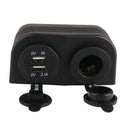 1pcs Black Waterproof DC 12V Dual CAR Boat Cigarette Lighter Power Socket USB Charger
