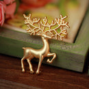 Gold Plated Chic Christmas Animal Elk Deer Brooch Pin Gift for Women Ladies