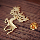 Gold Plated Chic Christmas Animal Elk Deer Brooch Pin Gift for Women Ladies