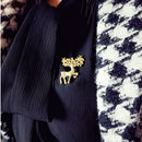 Gold Plated Chic Christmas Animal Elk Deer Brooch Pin Gift for Women Ladies