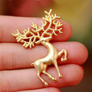 Gold Plated Chic Christmas Animal Elk Deer Brooch Pin Gift for Women Ladies