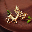 Gold Plated Chic Christmas Animal Elk Deer Brooch Pin Gift for Women Ladies