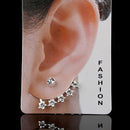 1 Pair Charming Women Ladies Crystal Star Shape Ear Studs Pin Wrap Earrings Cuff Jewelry Gift