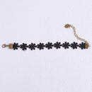 Elegant Women Ladies Black Lace Daisy Flower Cuff Bracelet Chain Wristband Adjustable