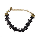Elegant Women Ladies Black Lace Daisy Flower Cuff Bracelet Chain Wristband Adjustable